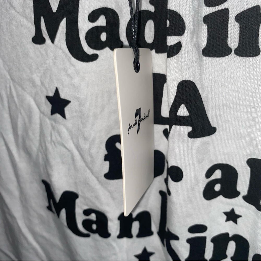 NWT 7 For All Mankind White Graphic Ringer Tee - Picture 6 of 7
